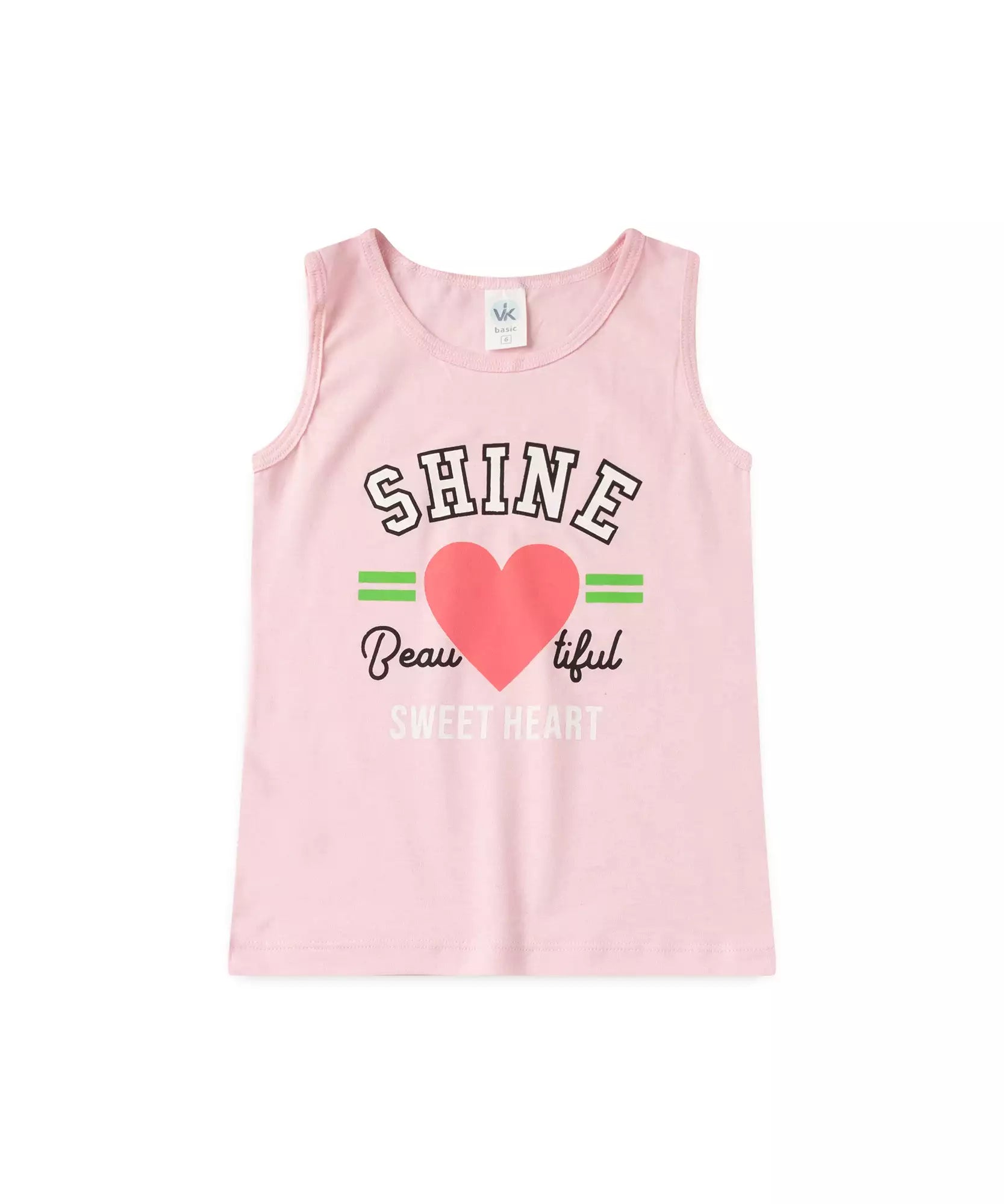 Conjunto Curto Infantil Feminino Coração Rosa