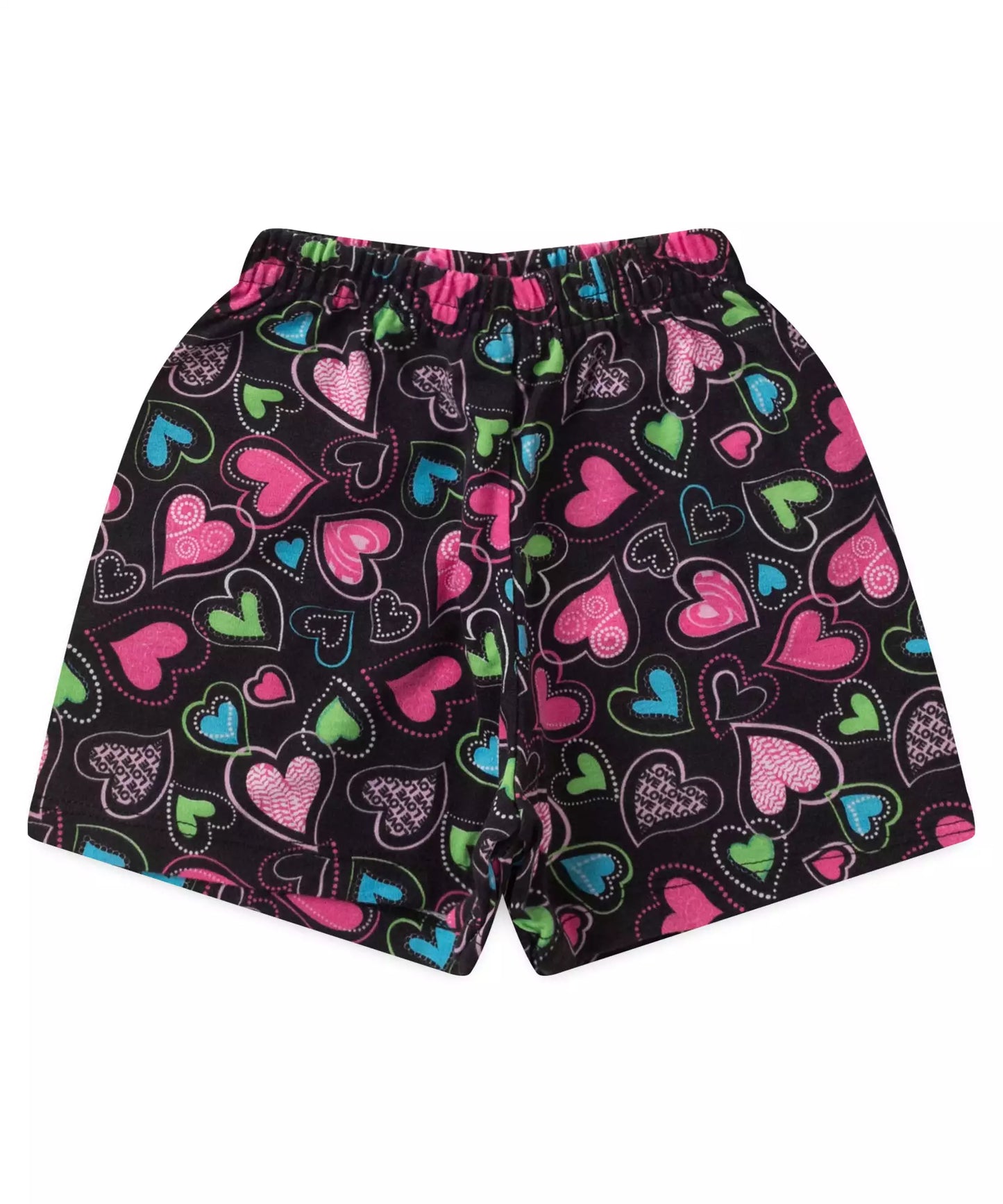 Conjunto Curto Infantil Feminino Coração Rosa