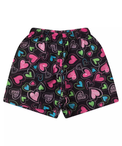Conjunto Curto Infantil Feminino Coração Rosa
