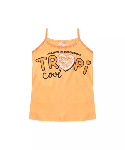 Conjunto Curto Infantil Feminino Coração Salmão