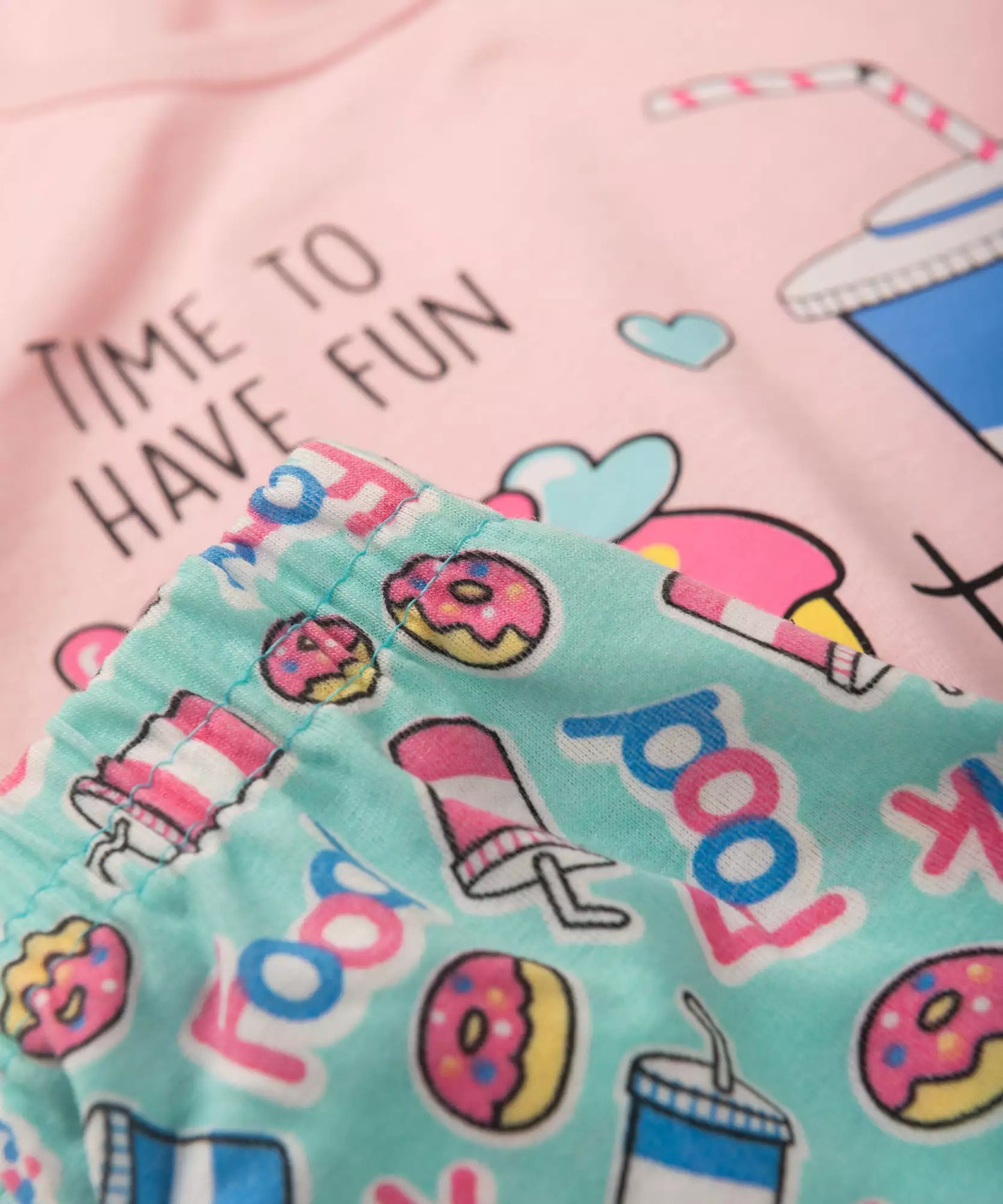 Conjunto Curto Infantil Feminino Donut Rosa