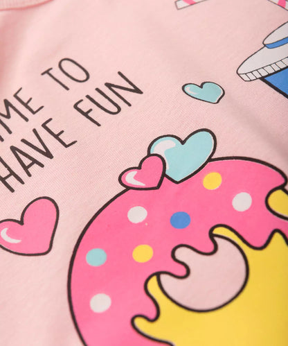 Conjunto Curto Infantil Feminino Donut Rosa