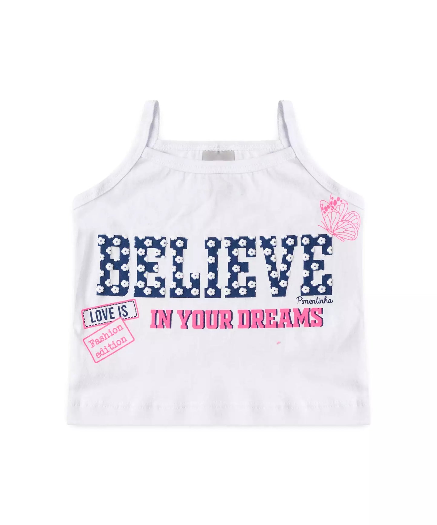 Conjunto Curto Infantil Feminino no Estampado no Branco