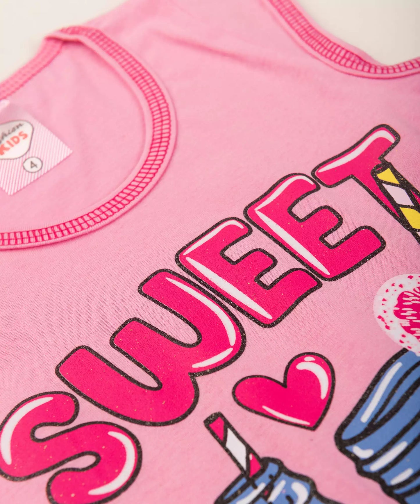 Conjunto Curto Infantil Feminino Rosa Estampado