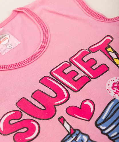 Conjunto Curto Infantil Feminino Rosa Estampado