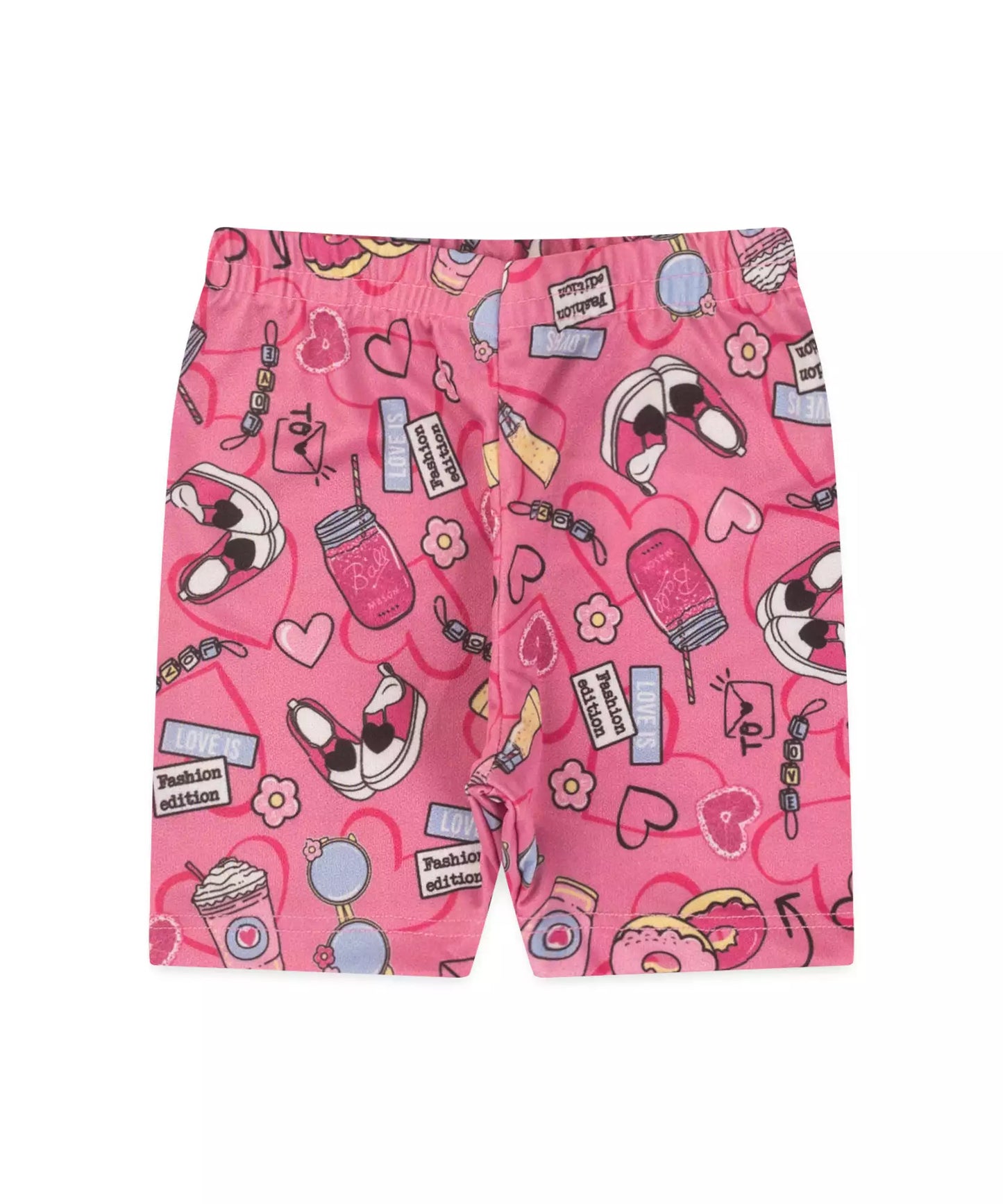 Conjunto Curto Infantil Feminino Rosa Estampado