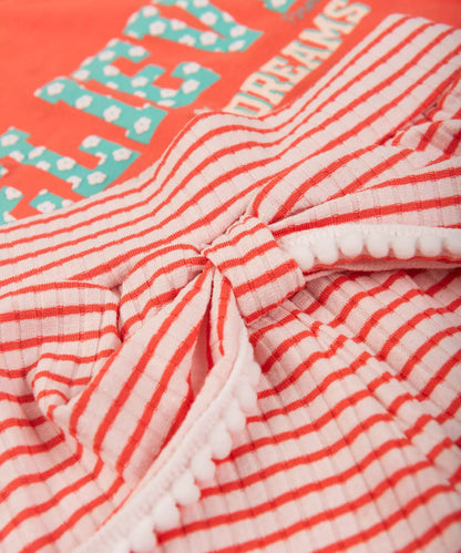 Conjunto Curto Infantil Feminino Estampado Salmão