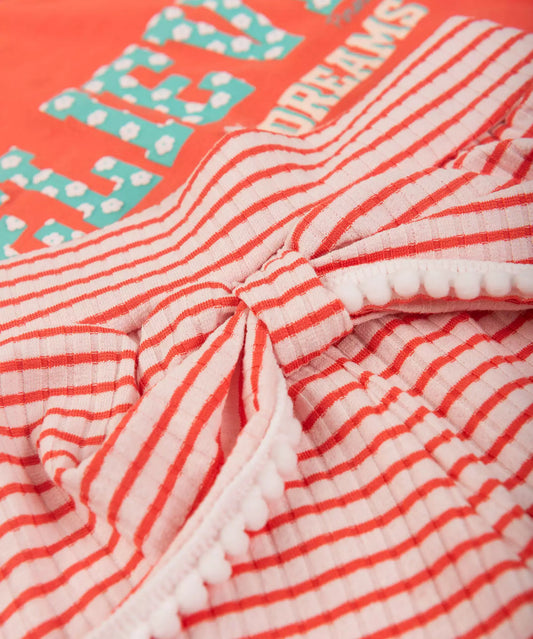Conjunto Curto Infantil Feminino Estampado Salmão
