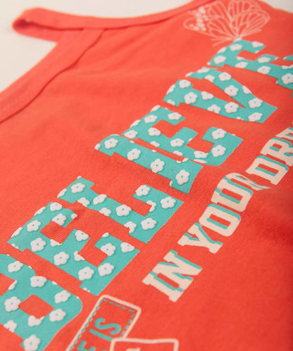 Conjunto Curto Infantil Feminino Estampado Salmão