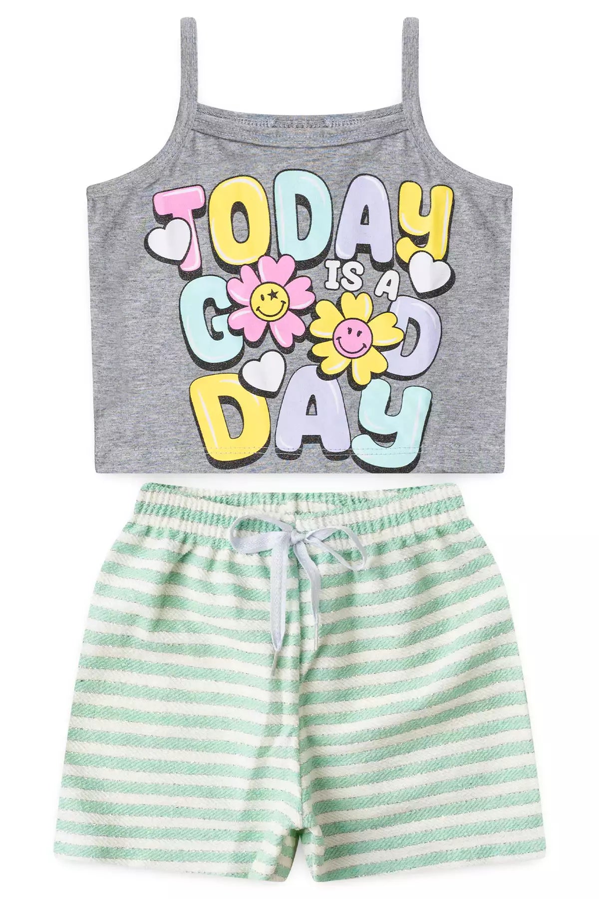Conjunto Curto Infantil Feminino Good Day Mescla