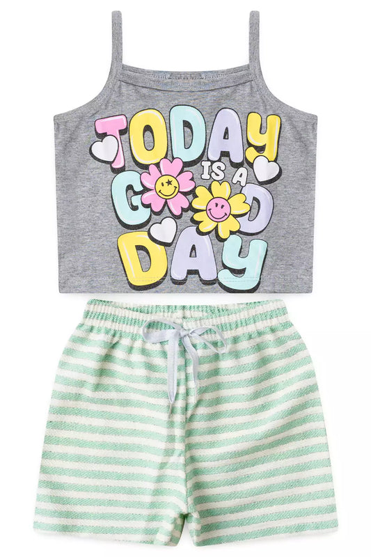 Conjunto Curto Infantil Feminino Good Day Mescla