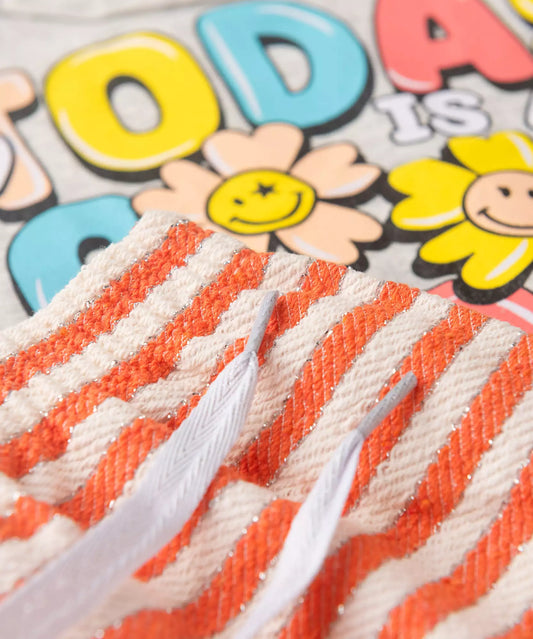Conjunto Curto Infantil Feminino Good Day Mescla Banana