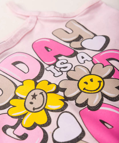 Conjunto Curto Infantil Feminino Good Day Rosa