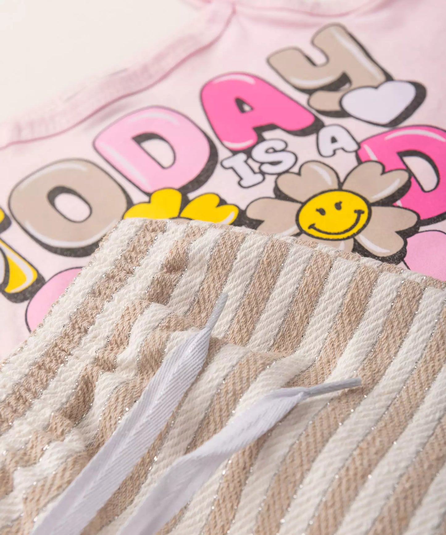 Conjunto Curto Infantil Feminino Good Day Rosa