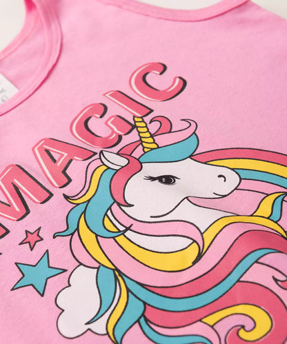 Conjunto Curto Infantil Feminino Unicórnio Pink