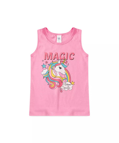 Conjunto Curto Infantil Feminino Unicórnio Pink