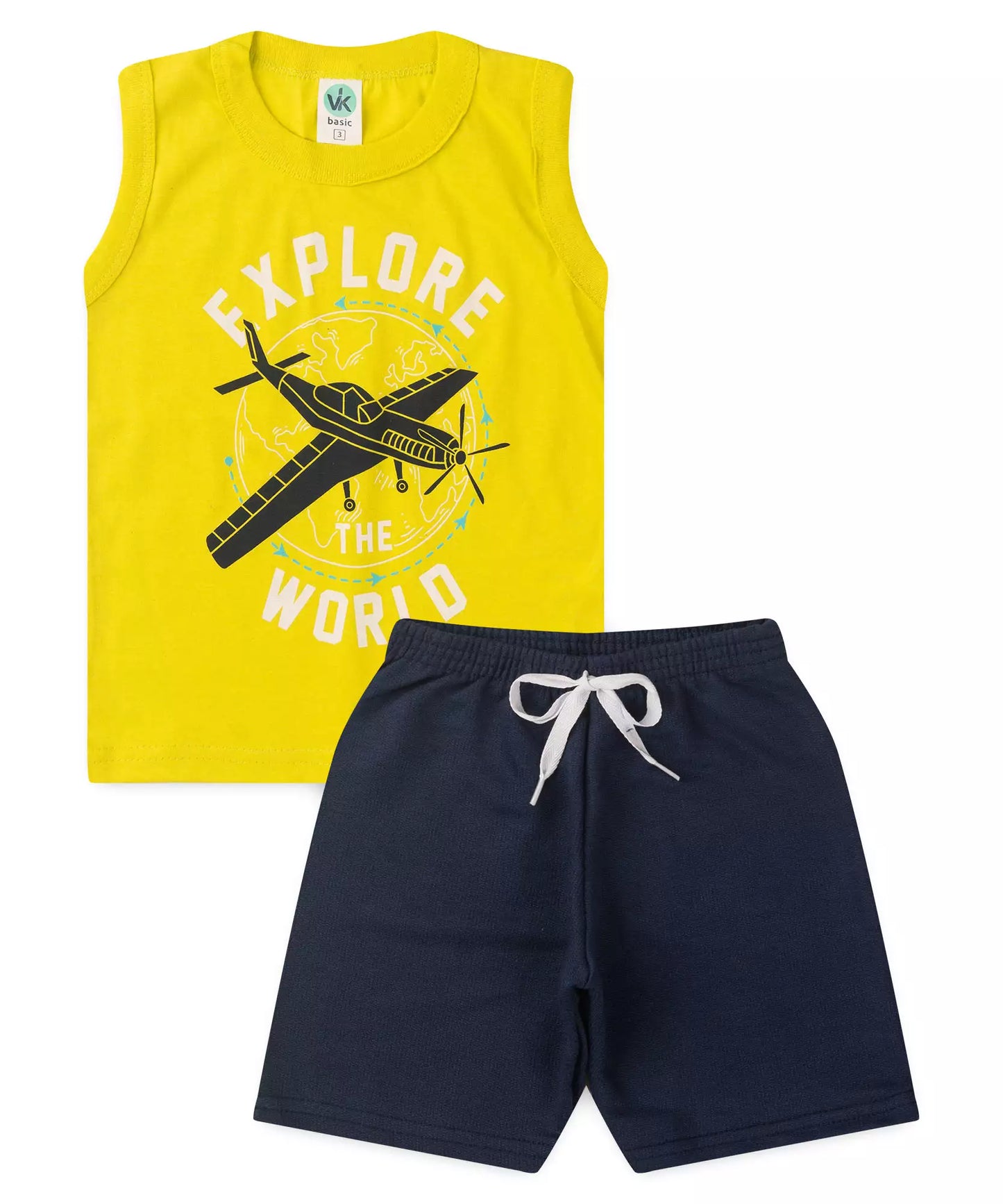Conjunto Curto Infantil Masculino Avião Verde