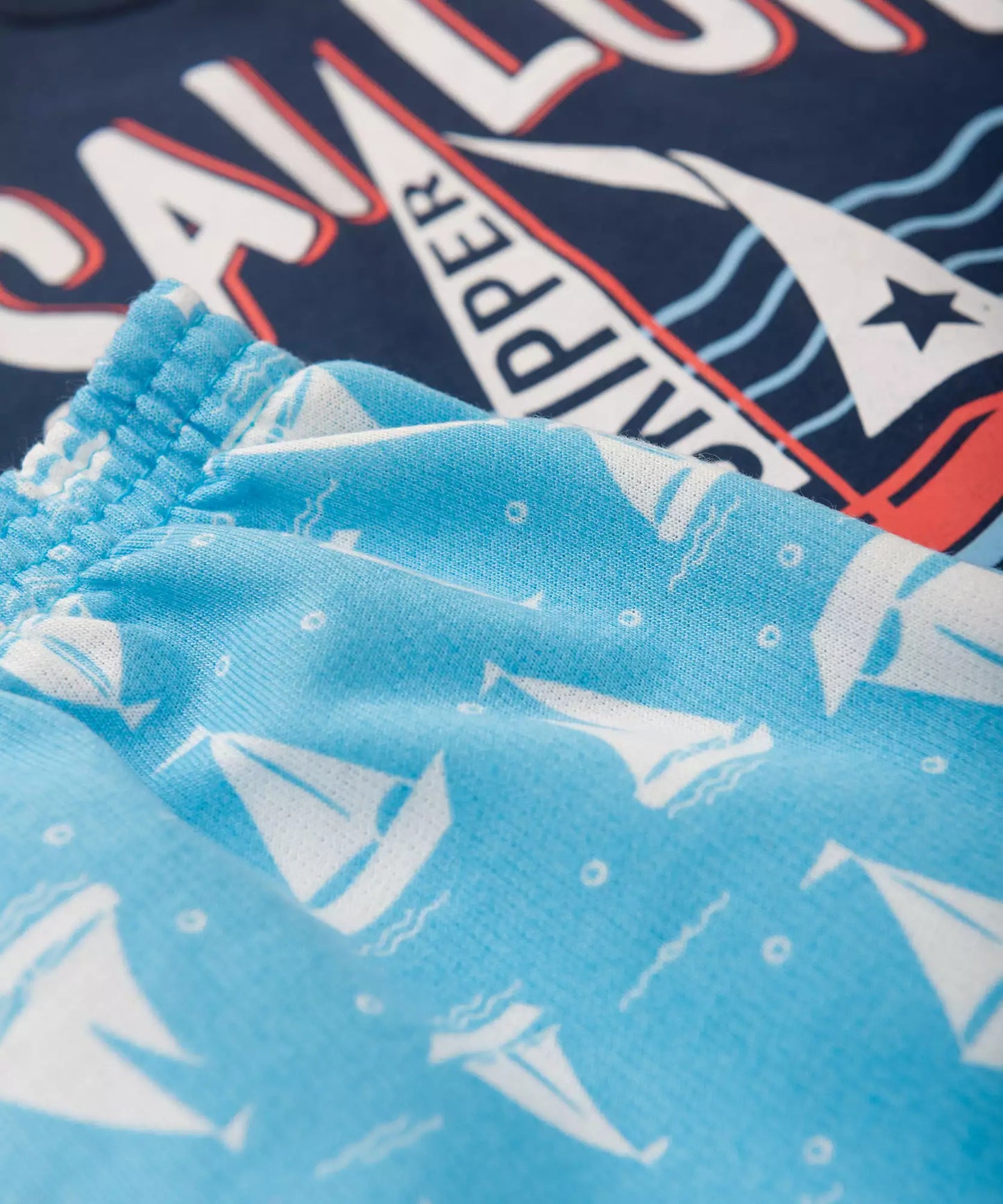 Conjunto Curto Infantil Masculino Barco Marinho