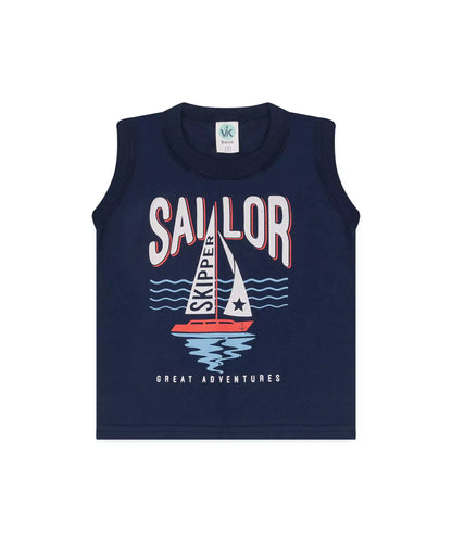 Conjunto Curto Infantil Masculino Barco Marinho