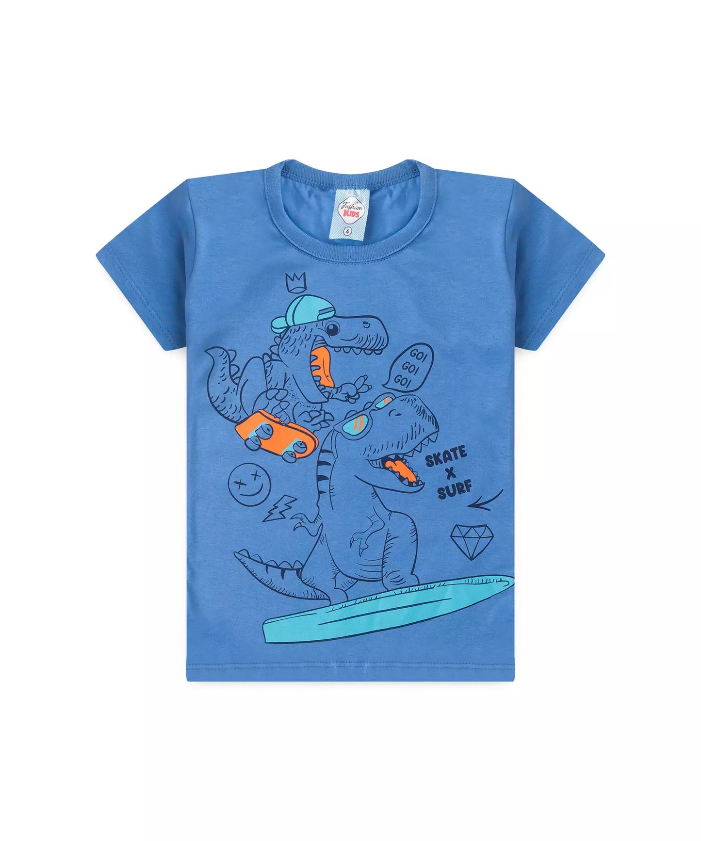 Conjunto Curto Infantil Masculino Dino Azul