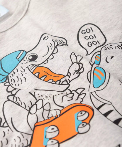 Conjunto Curto Infantil Masculino Dino Mescla
