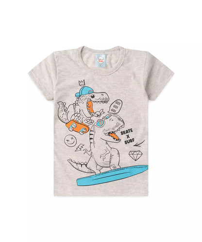 Conjunto Curto Infantil Masculino Dino Mescla