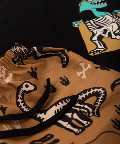 Conjunto Curto Infantil Masculino Dino Preto