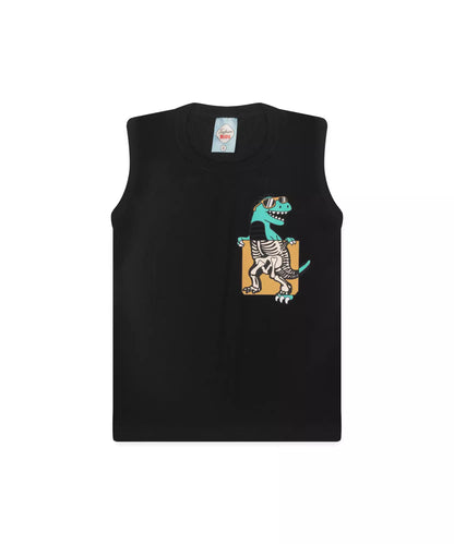 Conjunto Curto Infantil Masculino Dino Preto