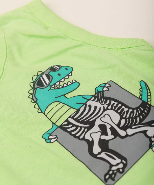 Conjunto Curto Infantil Masculino Dino Verde