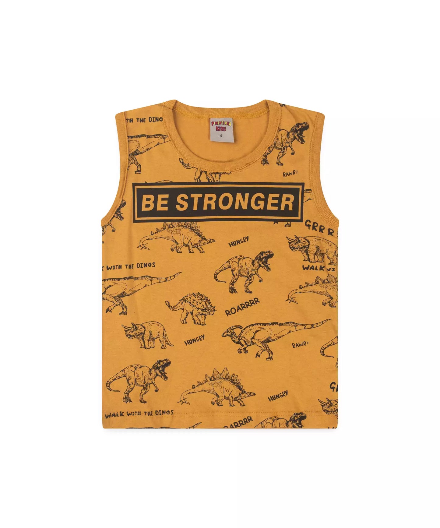 Conjunto Curto Infantil Masculino Dinossauro Marrom