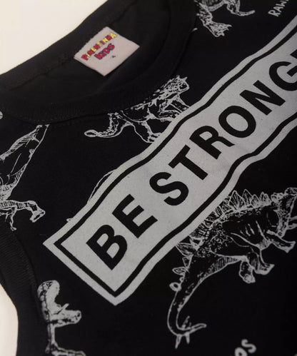 Conjunto Curto Infantil Masculino Dinossauro Preto