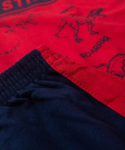 Conjunto Curto Infantil Masculino no Dinossauro em Vermelho
