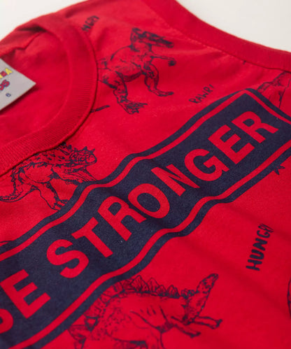 Conjunto Curto Infantil Masculino no Dinossauro em Vermelho