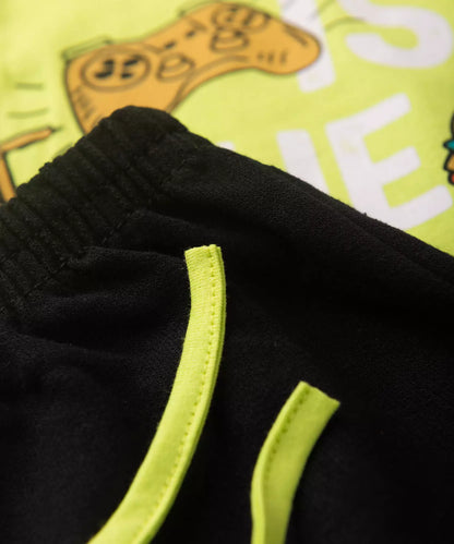 Conjunto Curto Infantil Masculino Verde Estampado