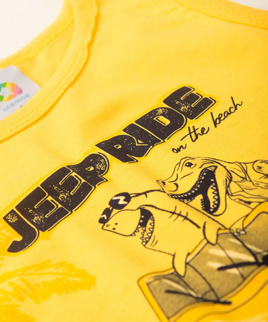 Conjunto Curto Infantil Masculino Jipe Amarelo