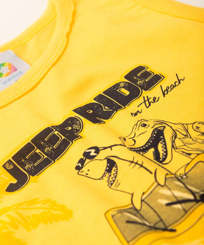 Conjunto Curto Infantil Masculino Jipe Amarelo
