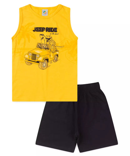 Conjunto Curto Infantil Masculino Jipe Amarelo