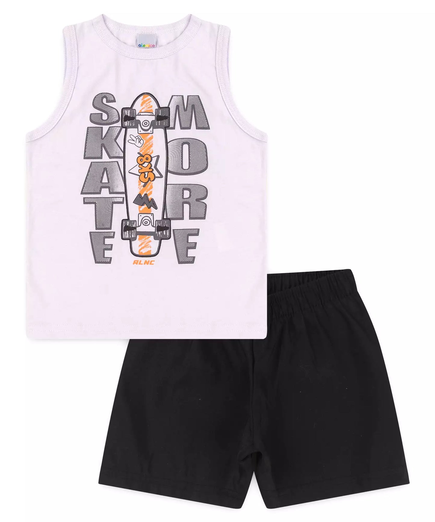 Conjunto Curto Infantil Masculino Skate no Branco