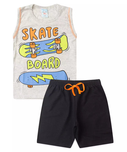 Conjunto Curto Infantil Masculino Skate Mescla