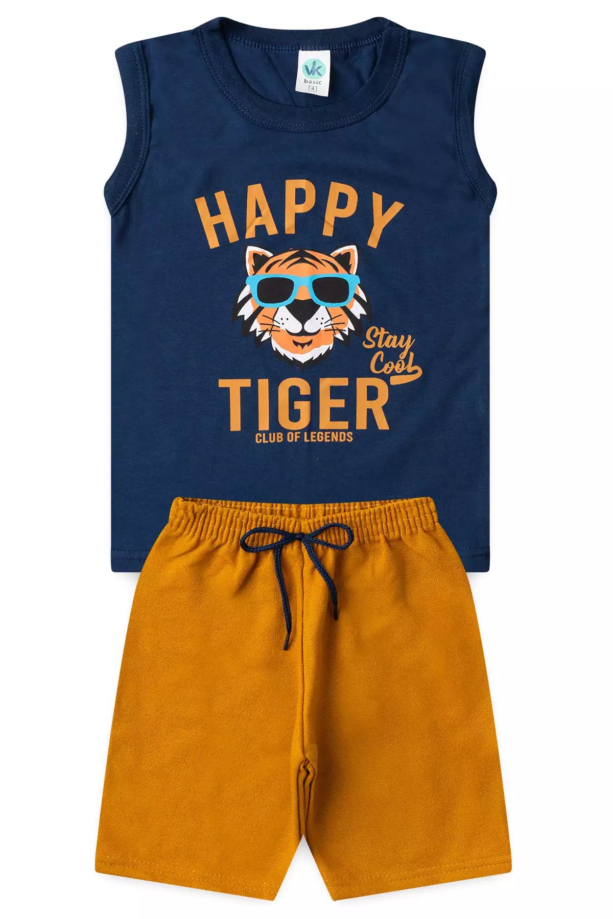 Conjunto Curto Infantil Masculino Tigre Marinho