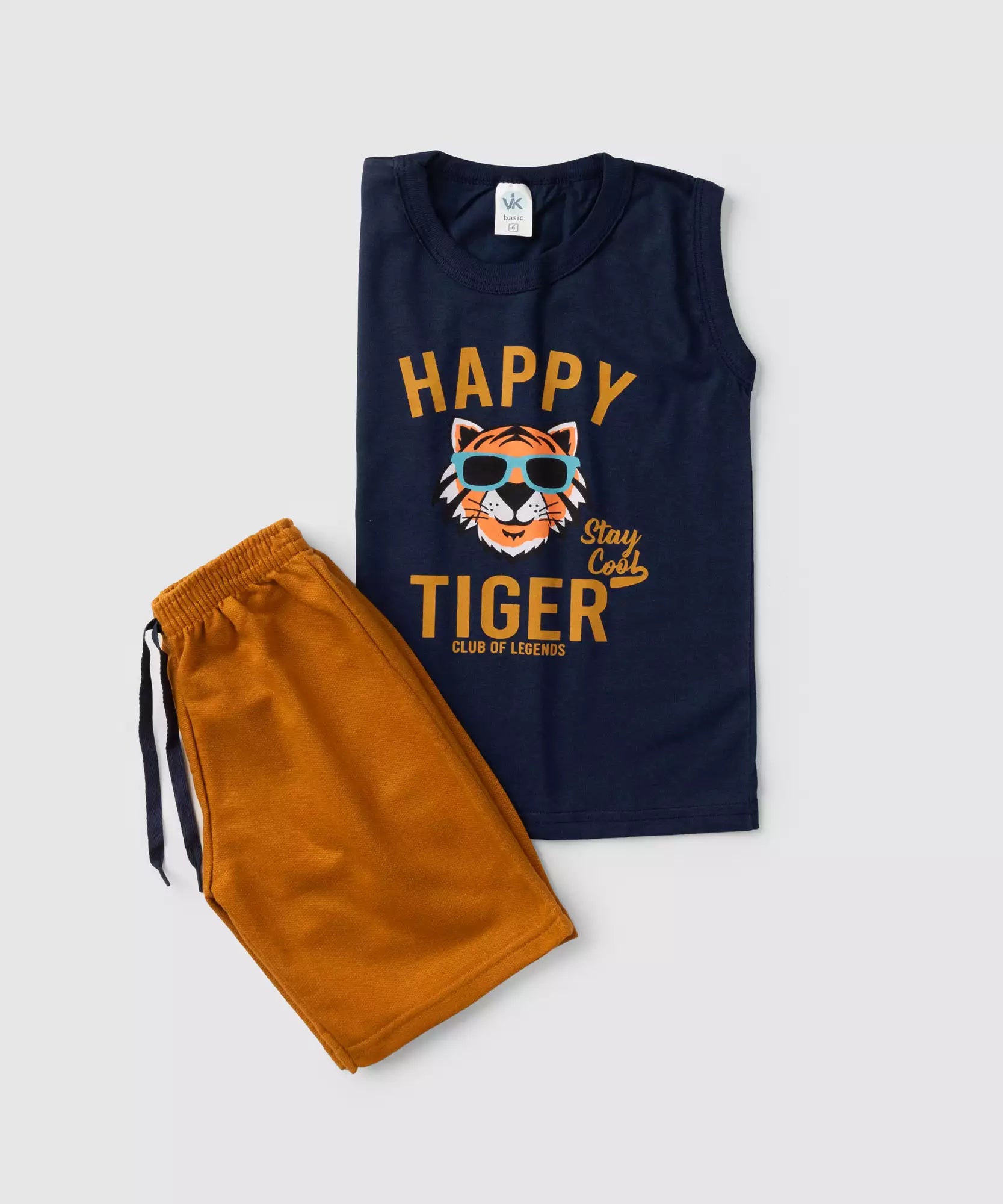 Conjunto Curto Infantil Masculino Tigre Marinho