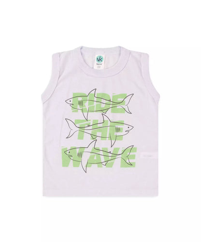 Conjunto Curto Infantil Masculino Tubarão no Branco