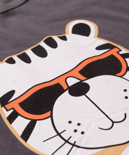Conjunto Curto Infantil para Menino Tigre Chumbo
