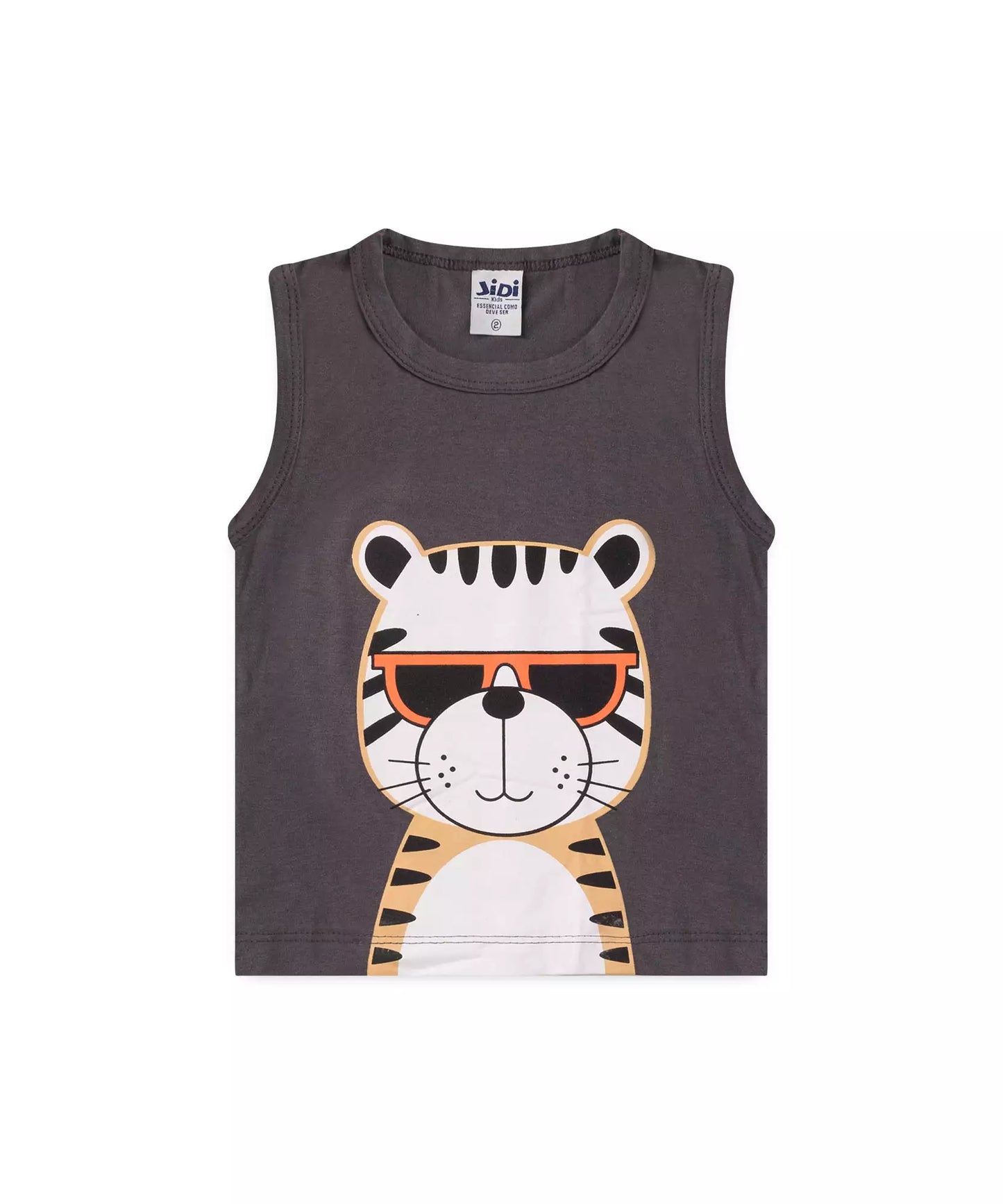 Conjunto Curto Infantil para Menino Tigre Chumbo