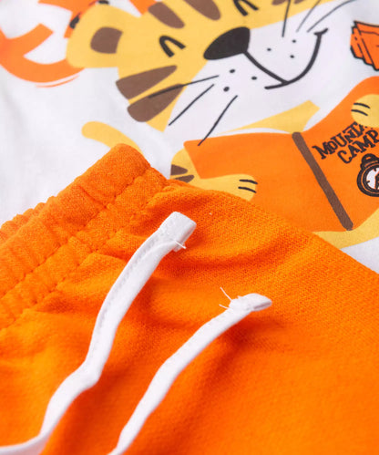 Conjunto Curto Menino Explorador Tigre Branco
