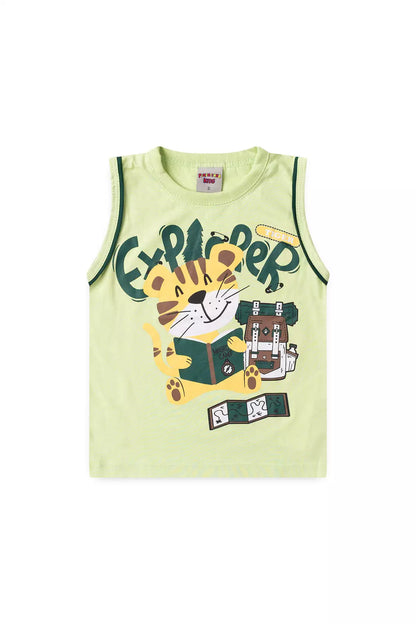 Conjunto Curto Menino Explorador Tigre Verde