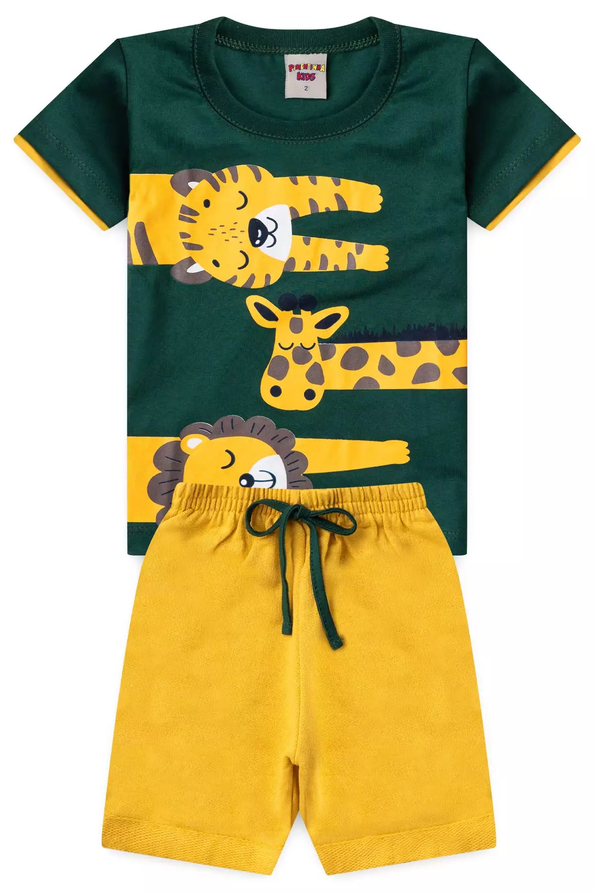 Conjunto Curto Menino Safari Selvagem Verde