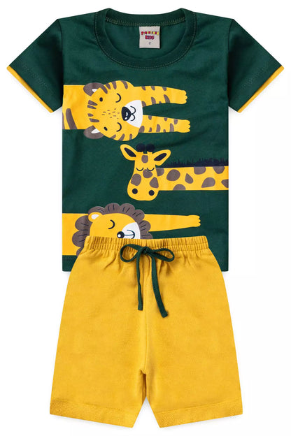 Conjunto Curto Menino Safari Selvagem Verde