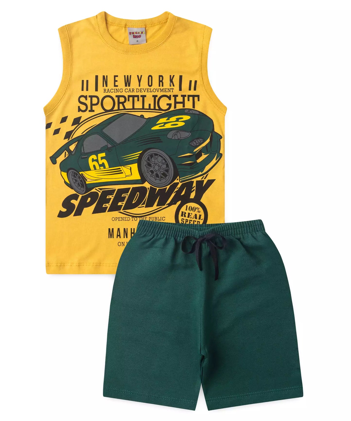 Conjunto Curto Menino Speedway Amarelo