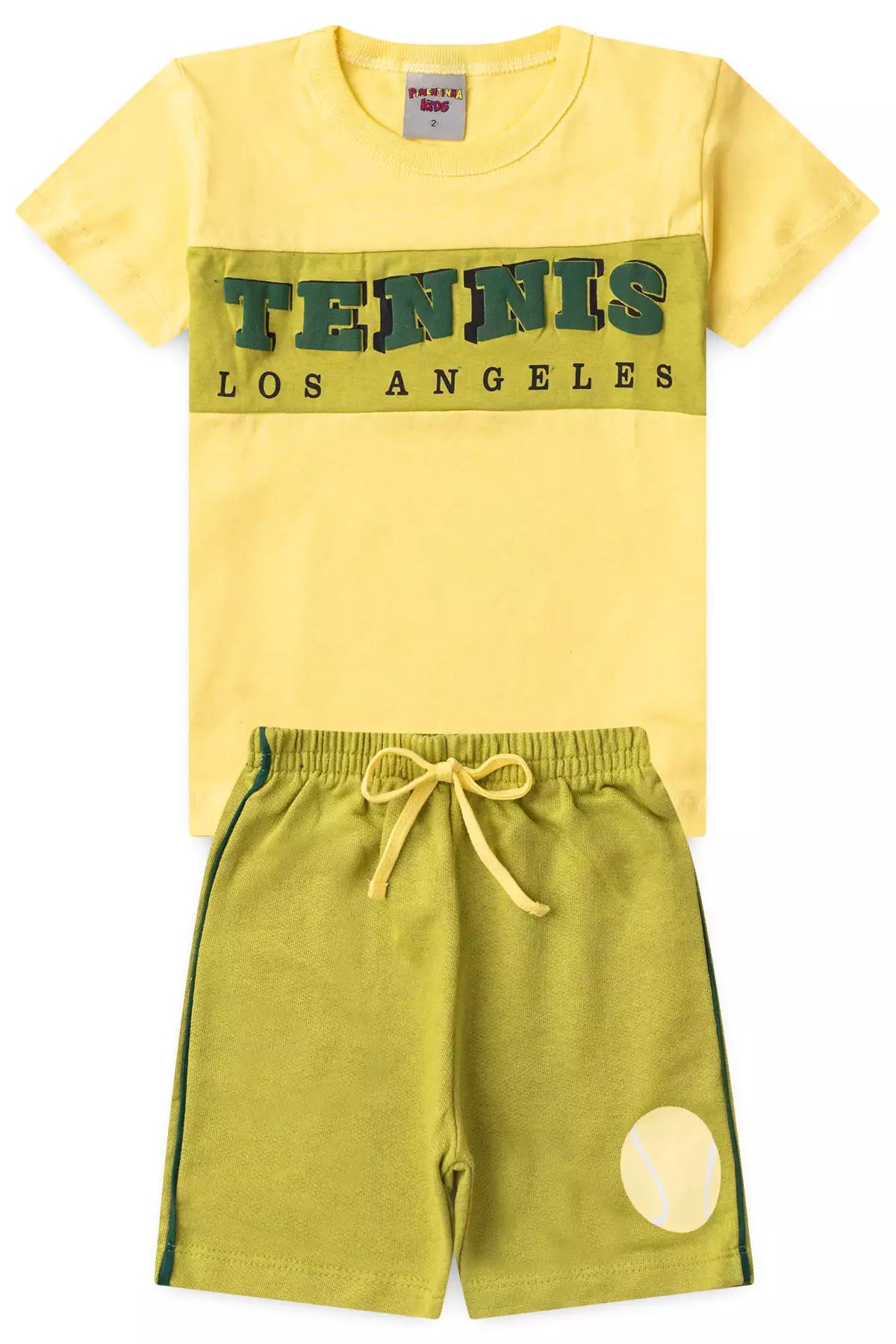 Conjunto Curto Menino Tennis Los Angeles Amarelo